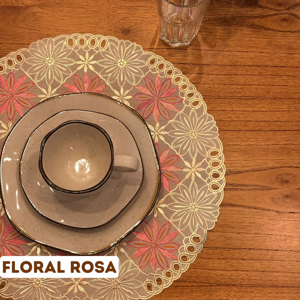 Mesa Posta Decorada - Floral Rosa